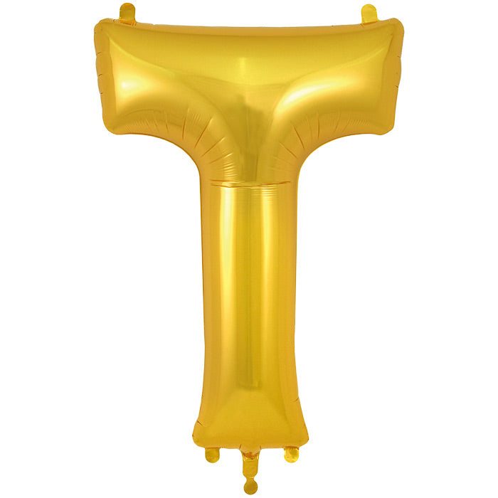 Gold Letter T Foil Balloon Oaktree 34 inches | Party Save Smile