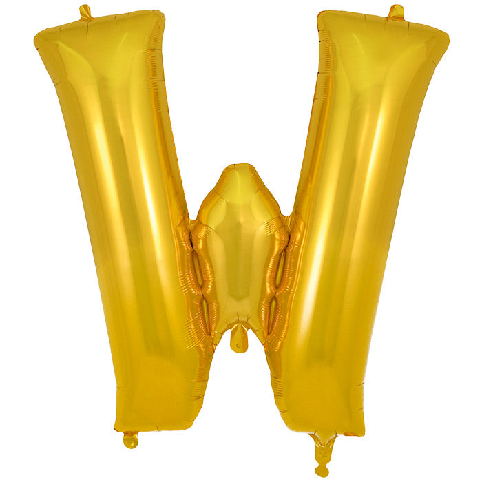 Gold Letter W Foil Balloon Oaktree 34 inches | Party Save Smile