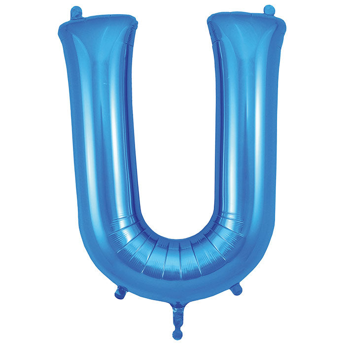Blue Letter U Foil Balloon Oaktree 34 inches | Party Save Smile