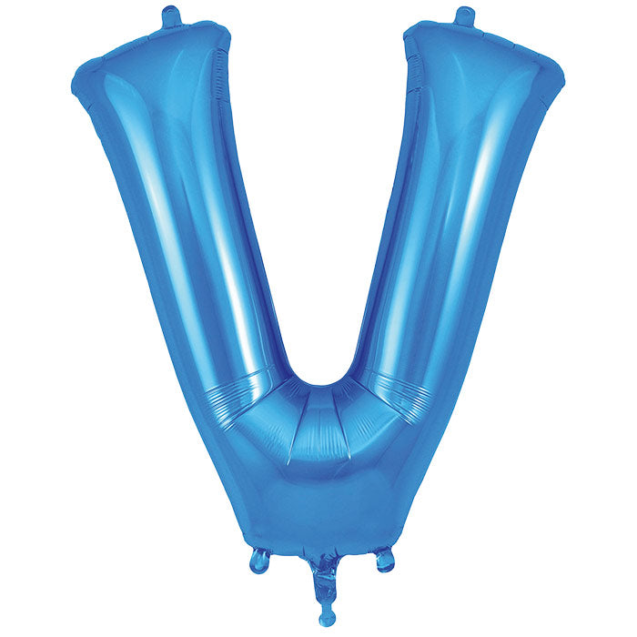 Blue Letter V Foil Balloon Oaktree 34 inches | Party Save Smile