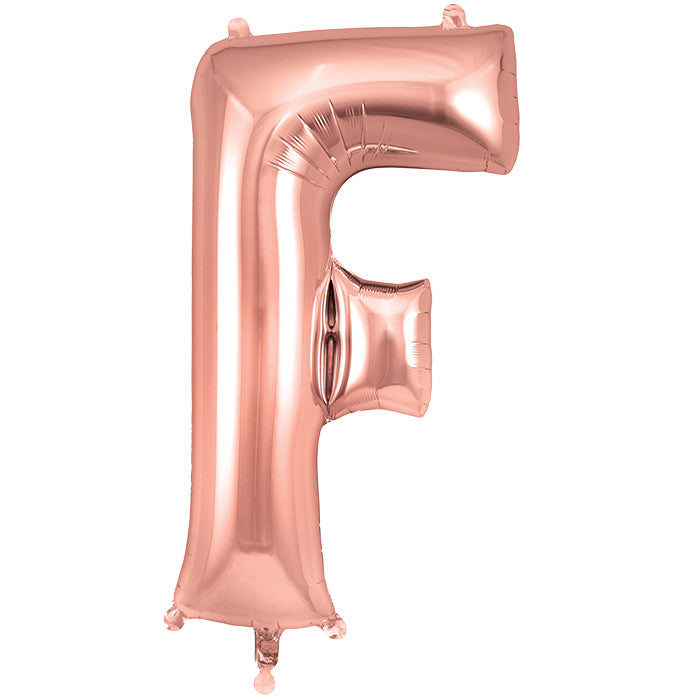 Rose Gold Letter F Foil Balloon 34 inch | Party Save Smile