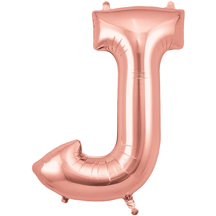 Rose Gold Letter J Foil Balloon 34 inch | Party Save Smile