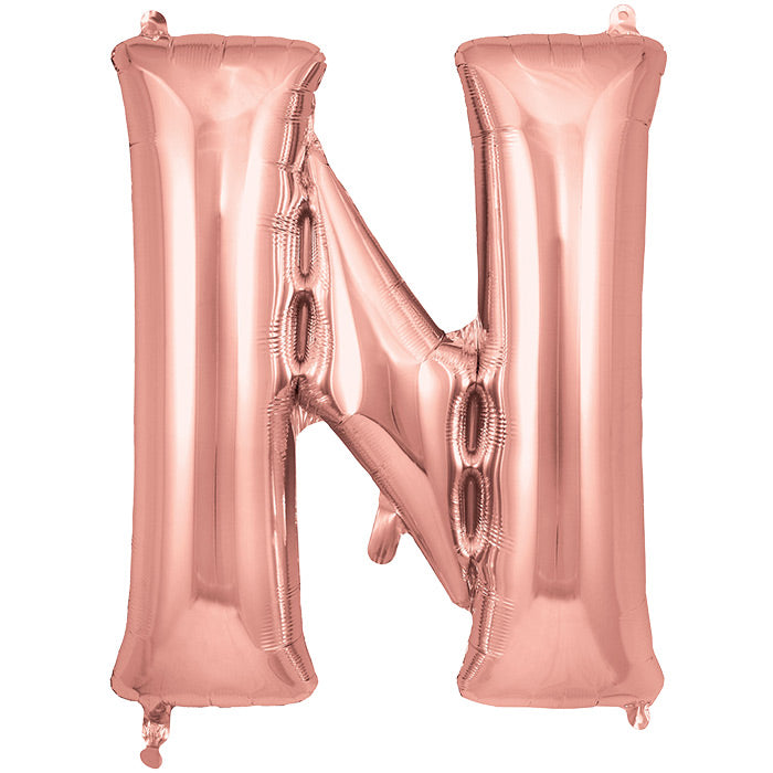 Rose Gold Letter N Foil Balloon 34 inch | Party Save Smile