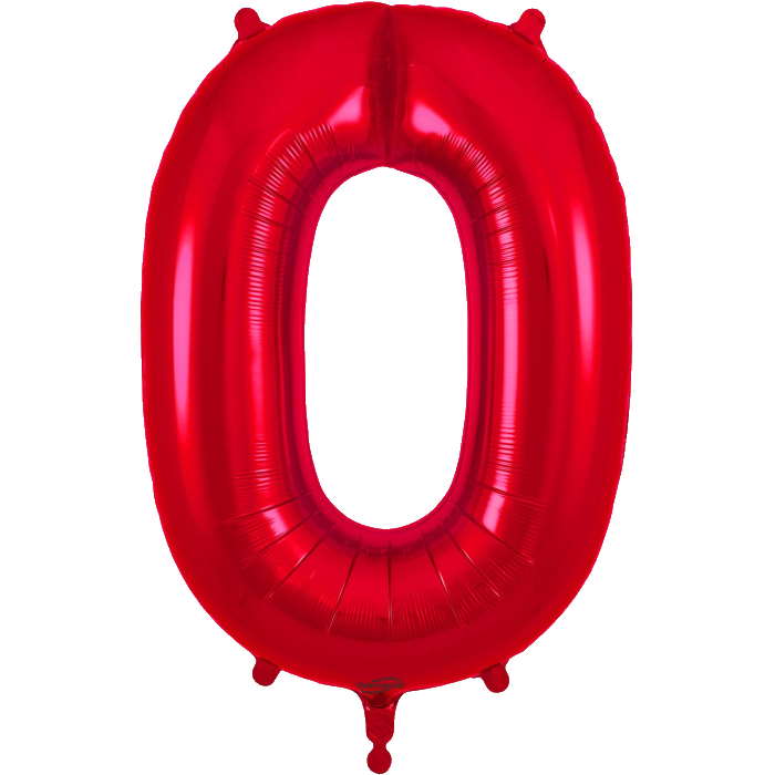 Red Number 0 Balloon Oaktree 34 inches | Party Save Smile