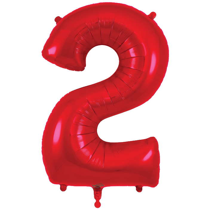 Red Number 2 Balloon Oaktree 34 inches | Party Save Smile