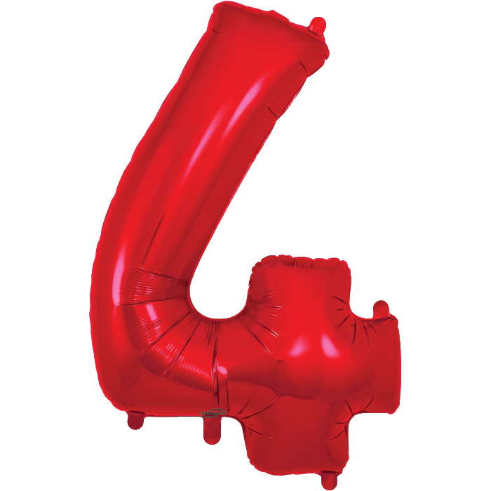 Red Number 4 Balloon Oaktree 34 inches | Party Save Smile