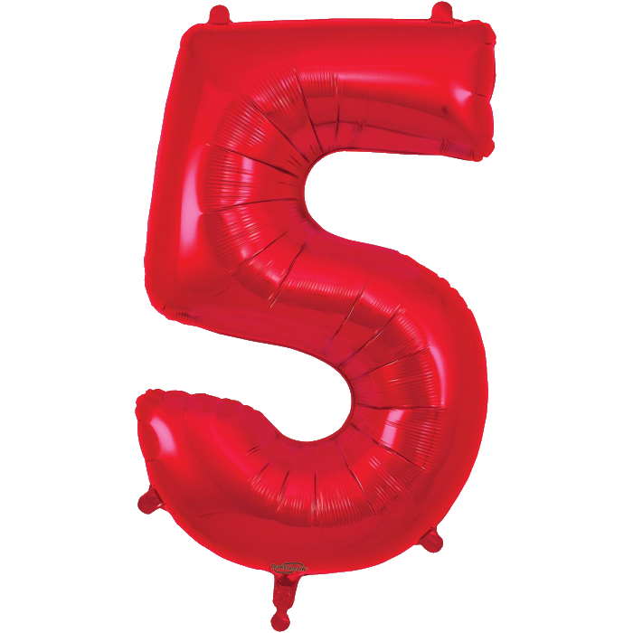 Red Number 5 Balloon Oaktree 34 inches | Party Save Smile