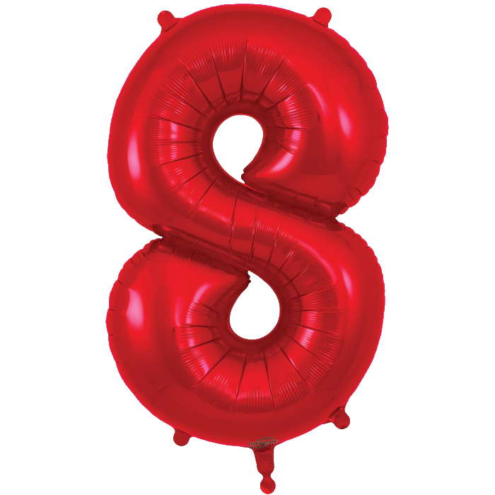 Red Number 8 Balloon Oaktree 34 inches | Party Save Smile