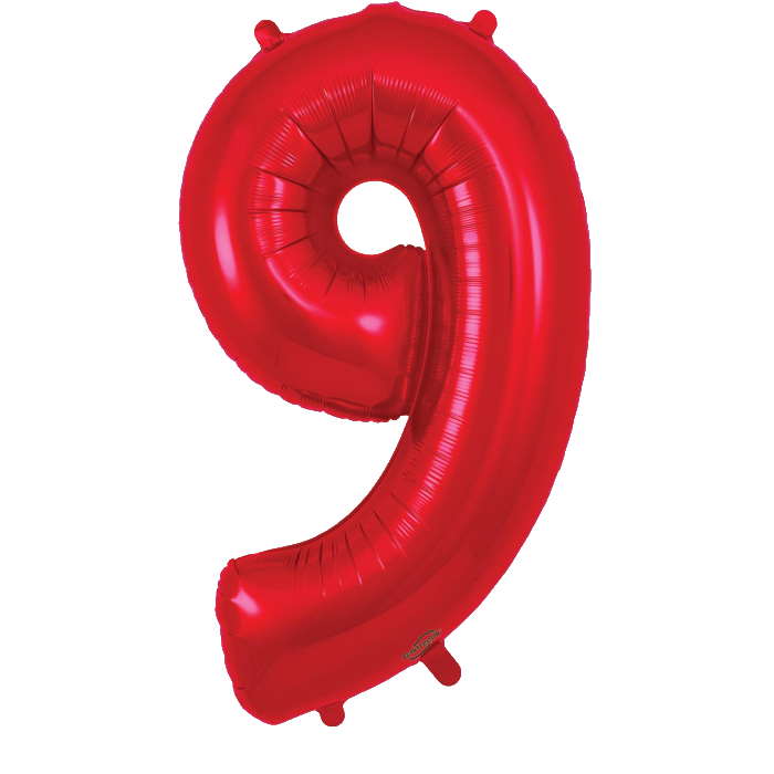 Red Number 9 Balloon Oaktree 34 inches | Party Save Smile