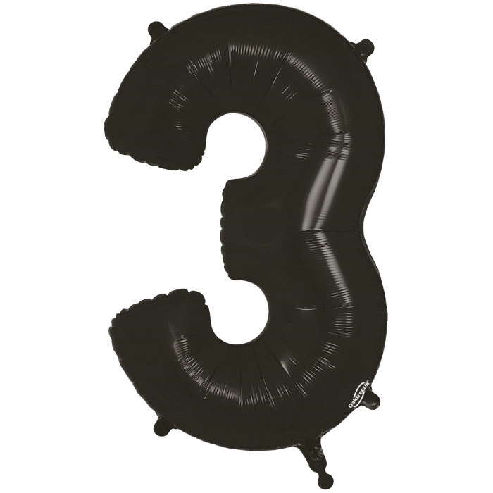 Black Number 3 Balloon Oaktree 34 inches | Party Save Smile