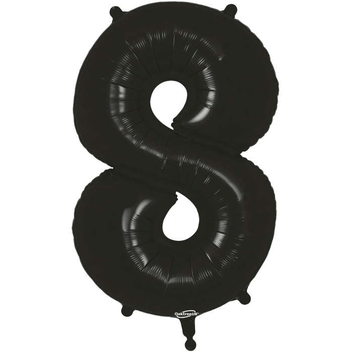 Black Number 8 Balloon Oaktree 34 inches | Party Save Smile