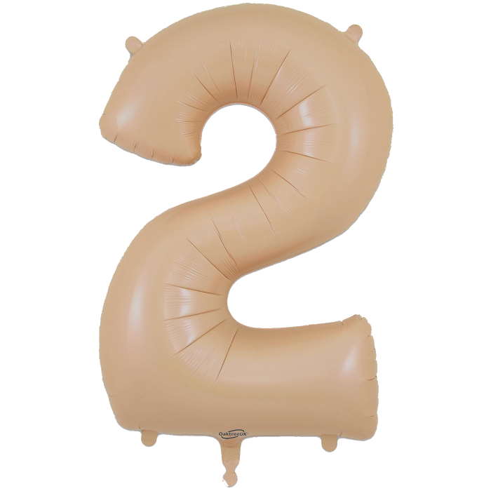 Matte Nude Number 2 Balloon Oaktree 34 inches | Party Save Smile