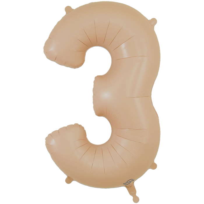 Matte Nude Number 3 Balloon Oaktree 34 inches | Party Save Smile