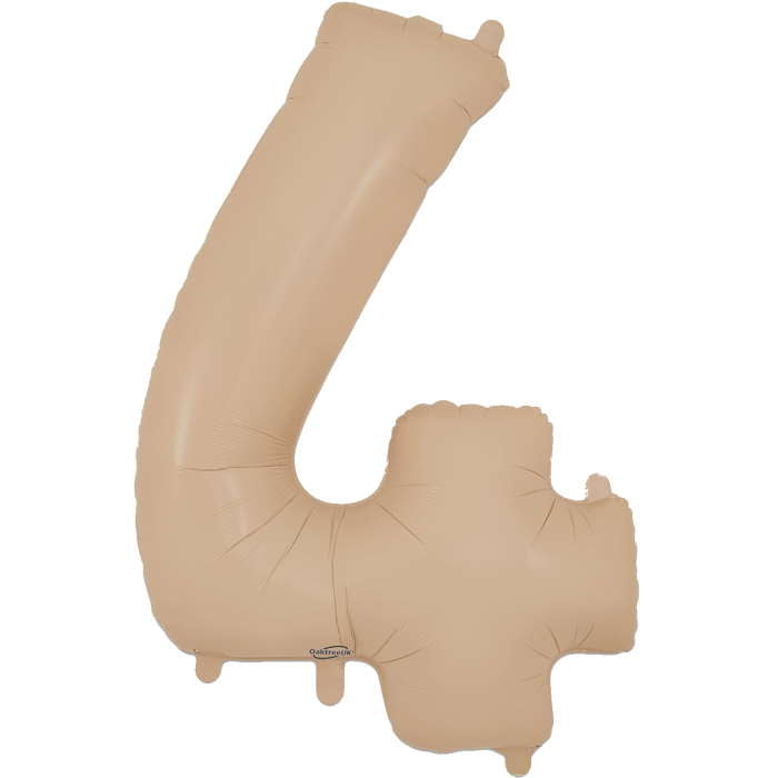 Matte Nude Number 4 Balloon Oaktree 34 inches | Party Save Smile