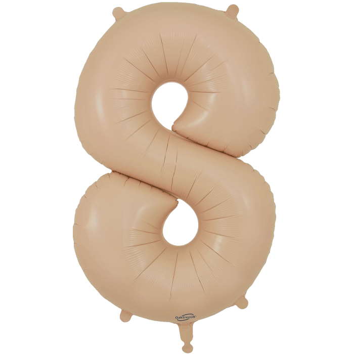 Matte Nude Number 8 Balloon Oaktree 34 inches | Party Save Smile