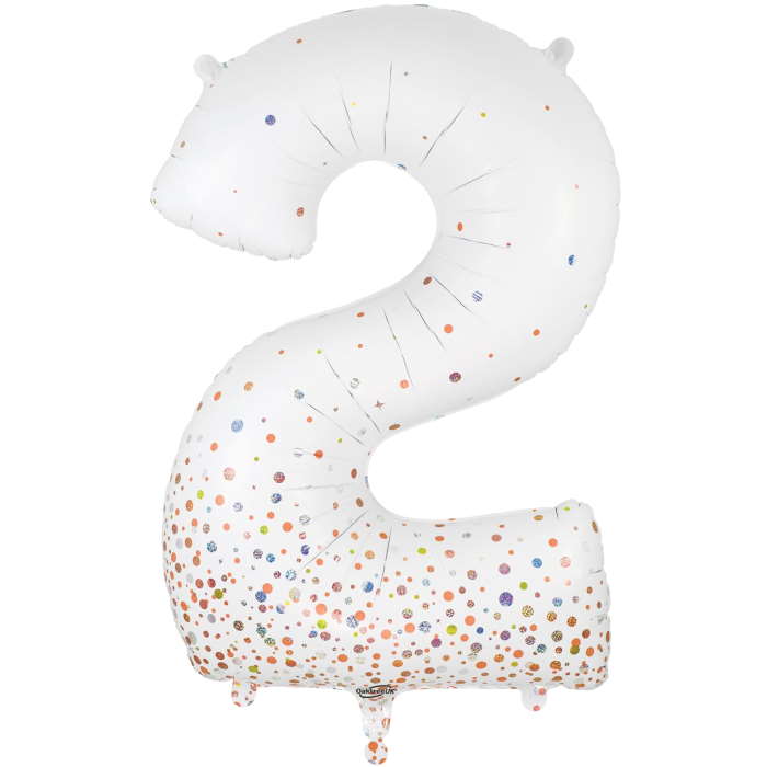 Rose Gold and White Number 2 Foil Balloon 34 Inch | Party Save Smile