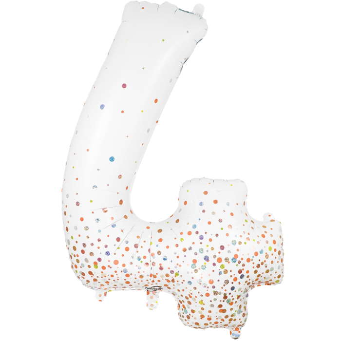 Rose Gold and White Number 4 Foil Balloon 34 Inch | Party Save Smile