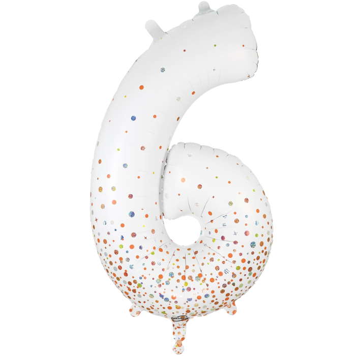 Rose Gold and White Number 6 Foil Balloon 34 Inch | Party Save Smile