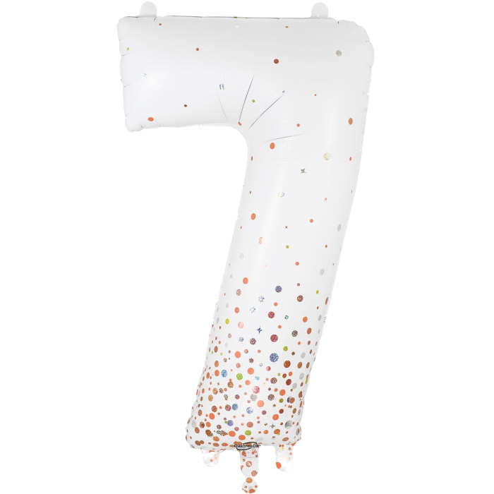 Rose Gold and White Number 7 Foil Balloon 34 Inch | Party Save Smile