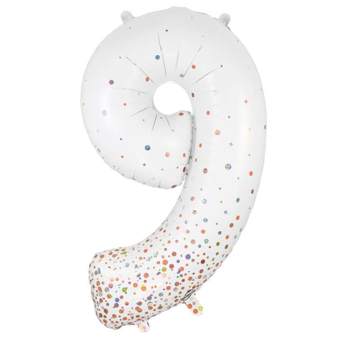 Rose Gold and White Number 9 Foil Balloon 34 Inch | Party Save Smile