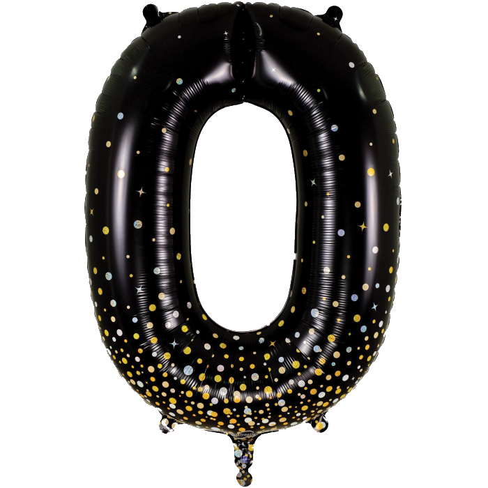 Black and Gold Number 0 Foil Balloon 34 Inches | Party Save Smile