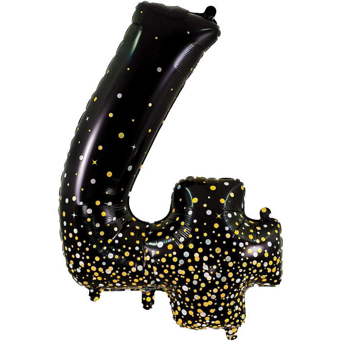 Black and Gold Number 4 Foil Balloon 34 Inches | Party Save Smile