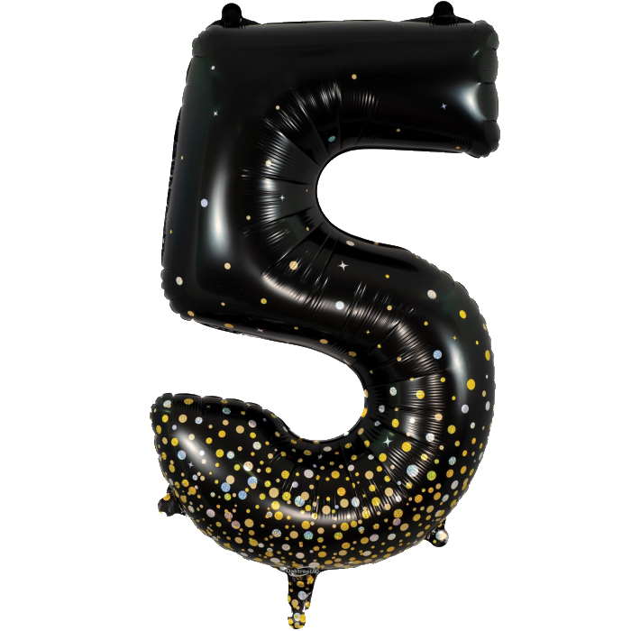 Black and Gold Number 5 Foil Balloon 34 Inches | Party Save Smile