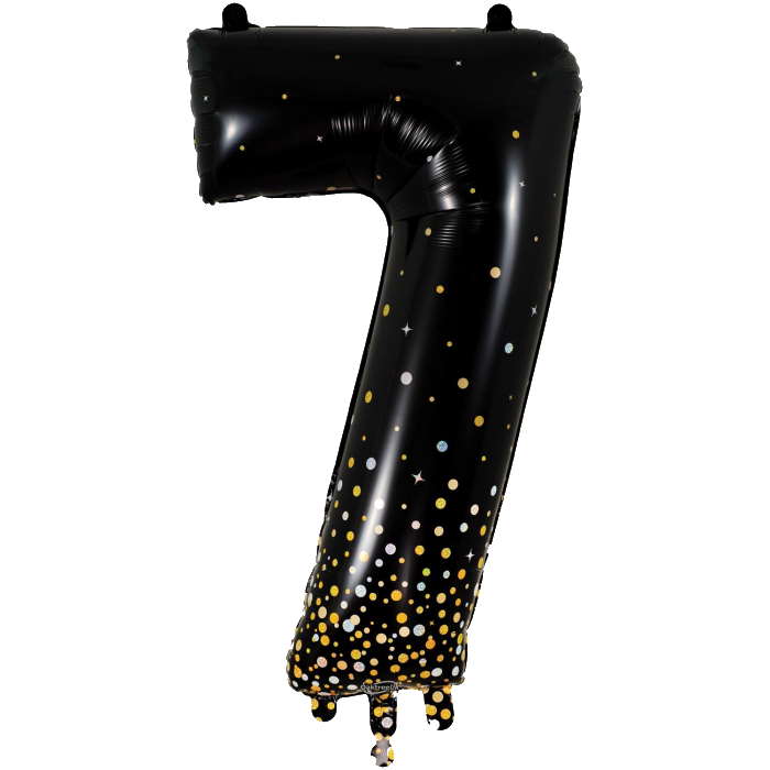Black and Gold Number 7 Foil Balloon 34 Inches | Party Save Smile
