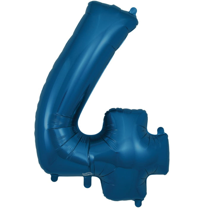Navy Blue Number 4 Foil Balloon 34 inches | Party Save Smile