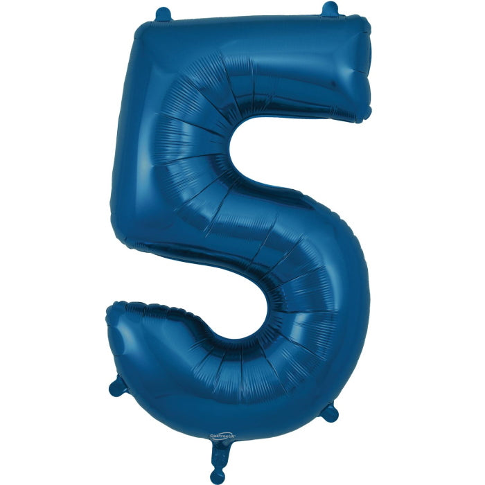 Navy Blue Number 5 Foil Balloon 34 inches | Party Save Smile