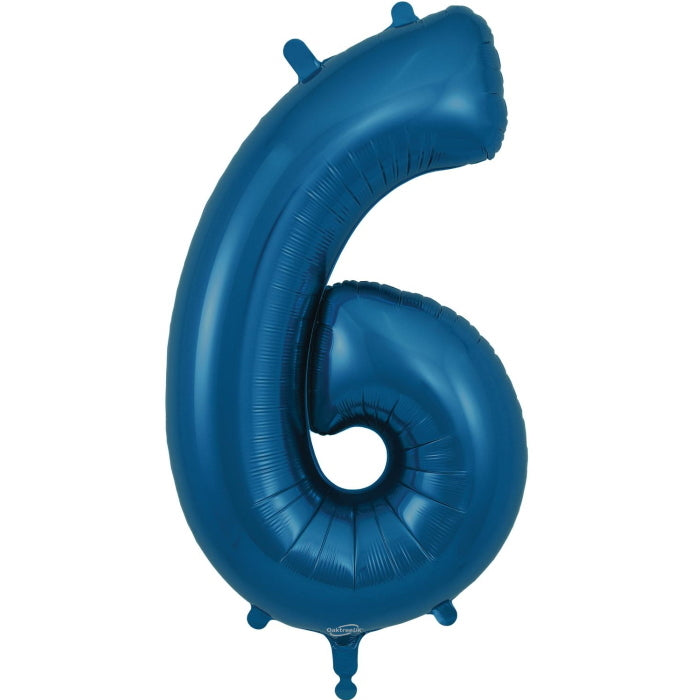 Navy Blue Number 6 Foil Balloon 34 inches | Party Save Smile