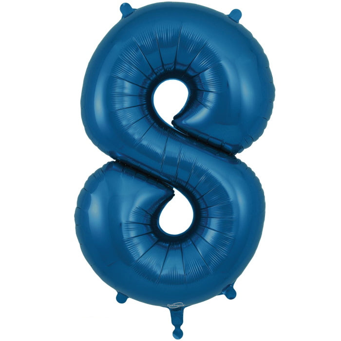 Navy Blue Number 8 Foil Balloon 34 inches | Party Save Smile