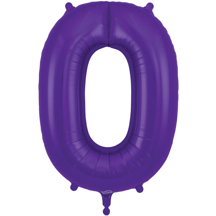 Purple Number 0 Foil Balloon 34 inches | Party Save Smile