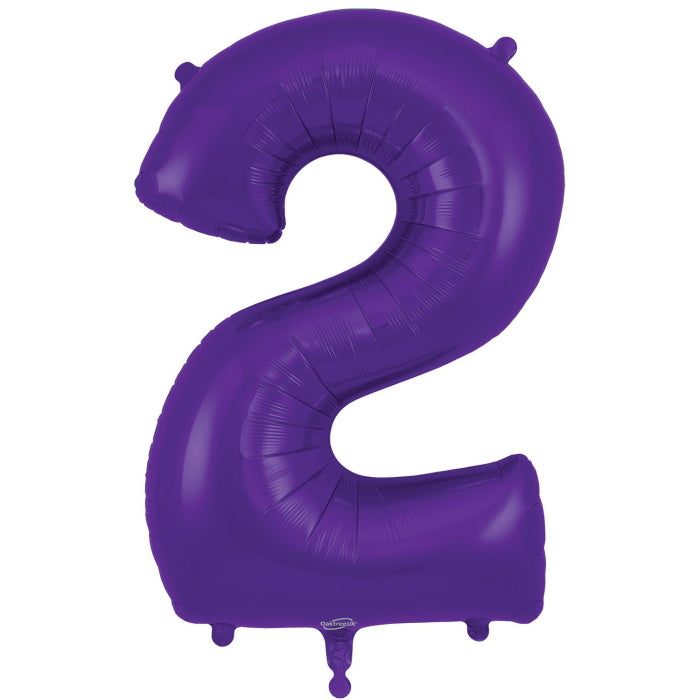Purple Number 2 Foil Balloon 34 inches | Party Save Smile