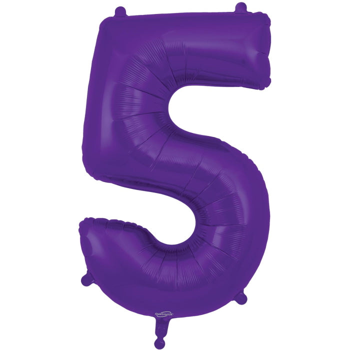 Purple Number 5 Foil Balloon 34 inches | Party Save Smile
