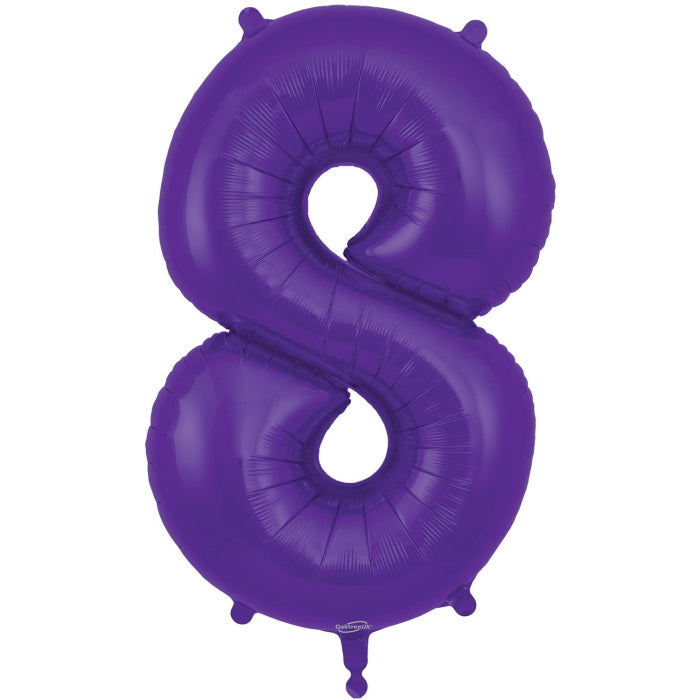 Purple Number 8 Foil Balloon 34 inches | Party Save Smile