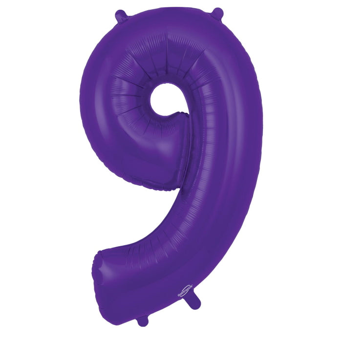 Purple Number 9 Foil Balloon 34 inches | Party Save Smile