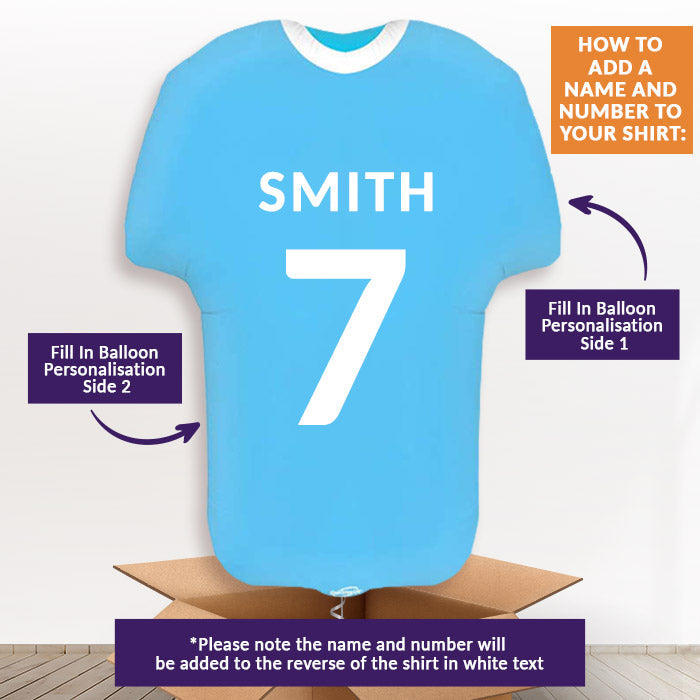 Sky Blue Football Shirt Helium Balloon in a Box
