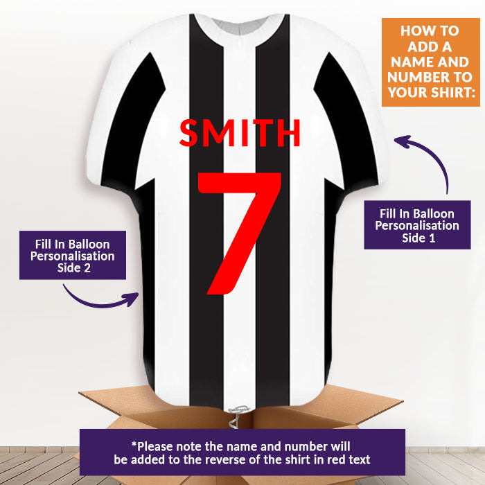 Black and White Football Shirt Helium Balloon Display