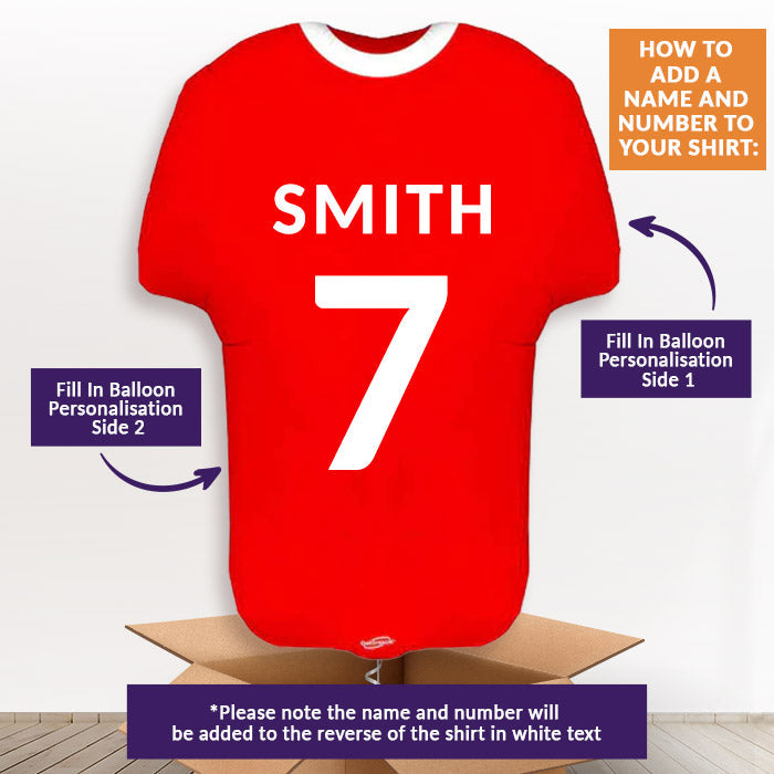 Red Football Shirt Helium Balloon Display