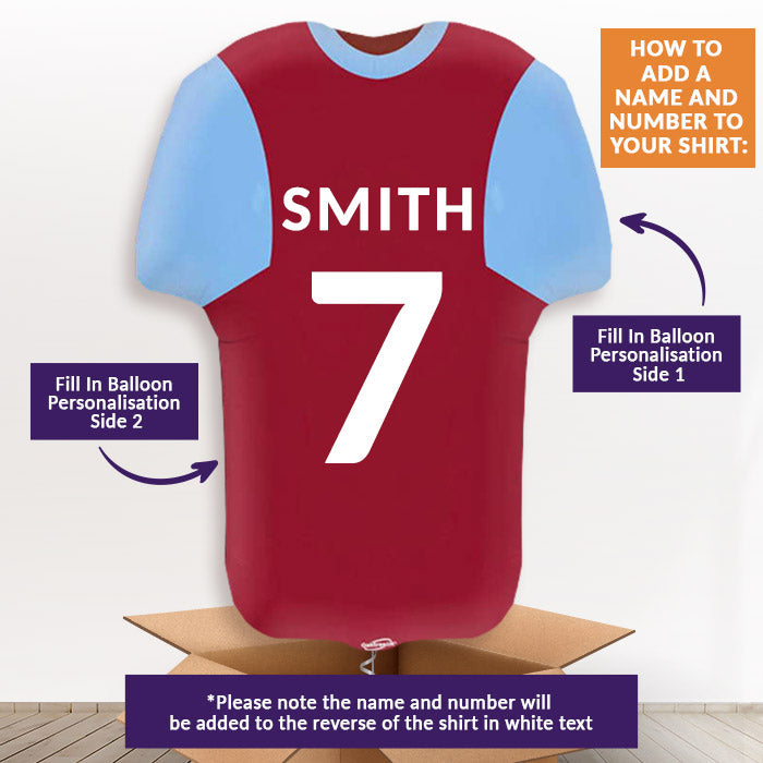 Claret and Blue Football Shirt Helium Balloon Display