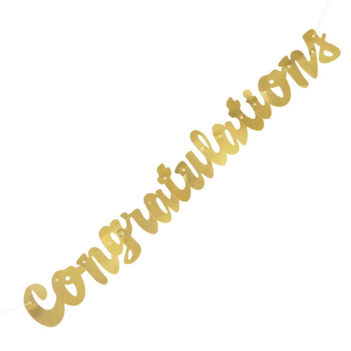 Gold Congratulations Banner Decoration 1 Metre | Party Save Smile