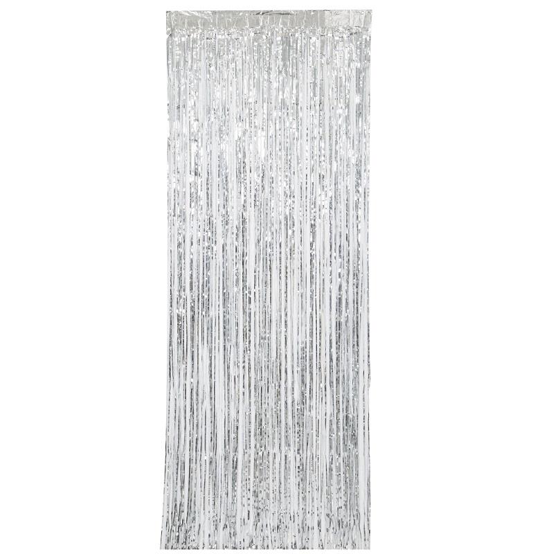 Silver Doorway Hanging Fringe Curtain Decoration 2.4 Metres | Party Save Smile