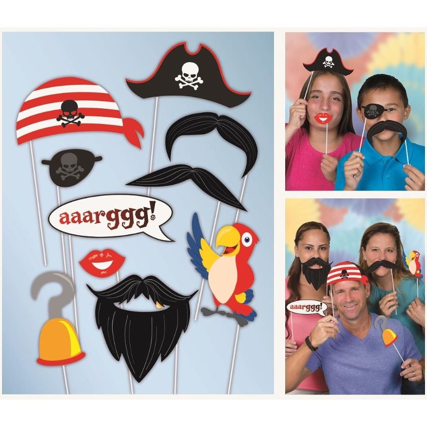 Pirate Photo Booth Party Props Pack of 10 | Party Save Smile