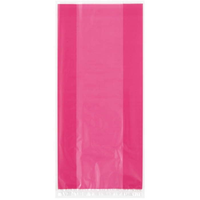 Hot Pink Cello Party Bags with Ties 30 Pack | Party Save Smile