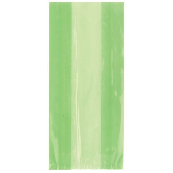 Lime Green Cello Party Bags with Ties 30 Pack | Party Save Smile