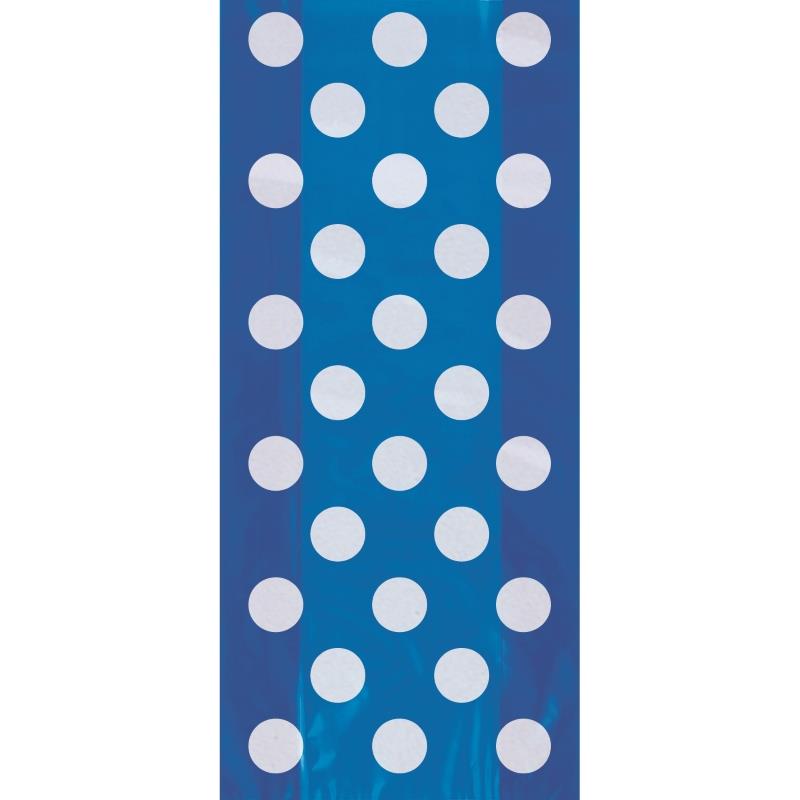 Royal Blue Polka Dot Party Cello Loot Favour Bags Pack of 20 | Party Save Smile