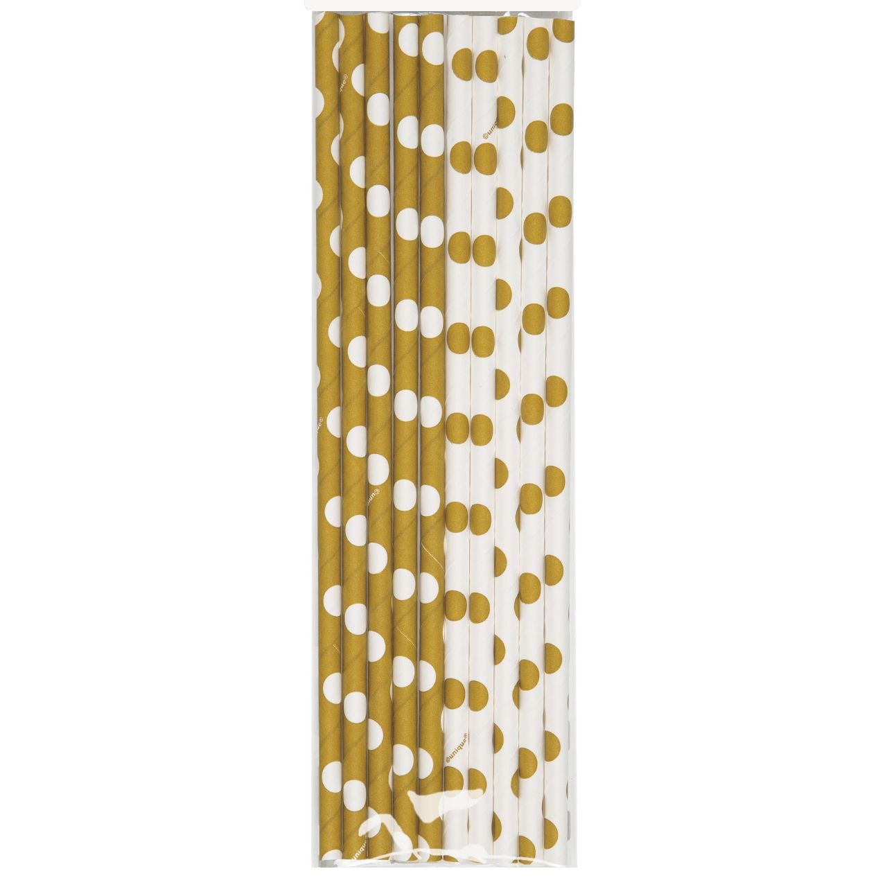 Gold Polka Dot Party Drinking Straws Pack of 10 | Party Save Smile