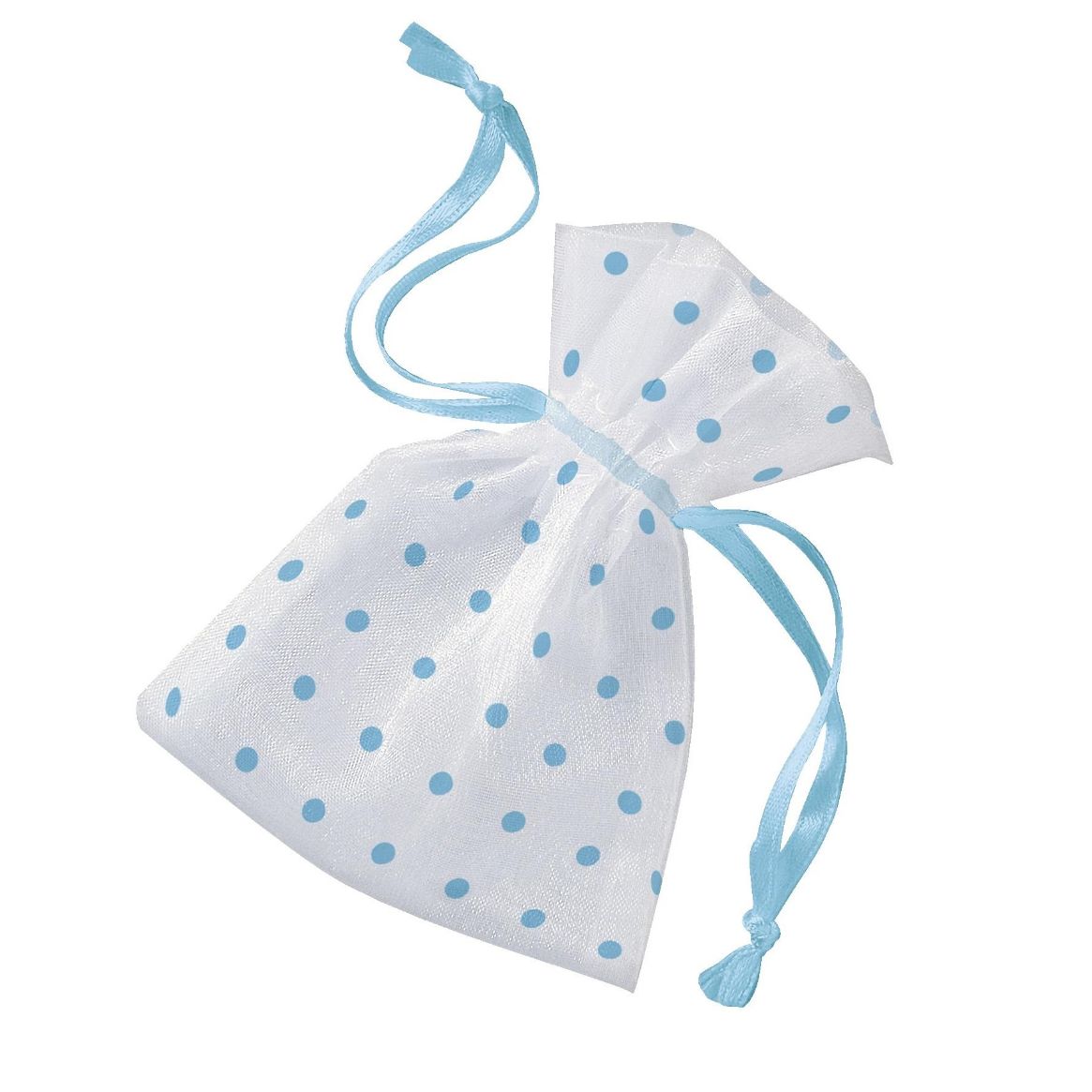 Baby Blue Dot Wedding Organza Bags Pack of 6 | Party Save Smile