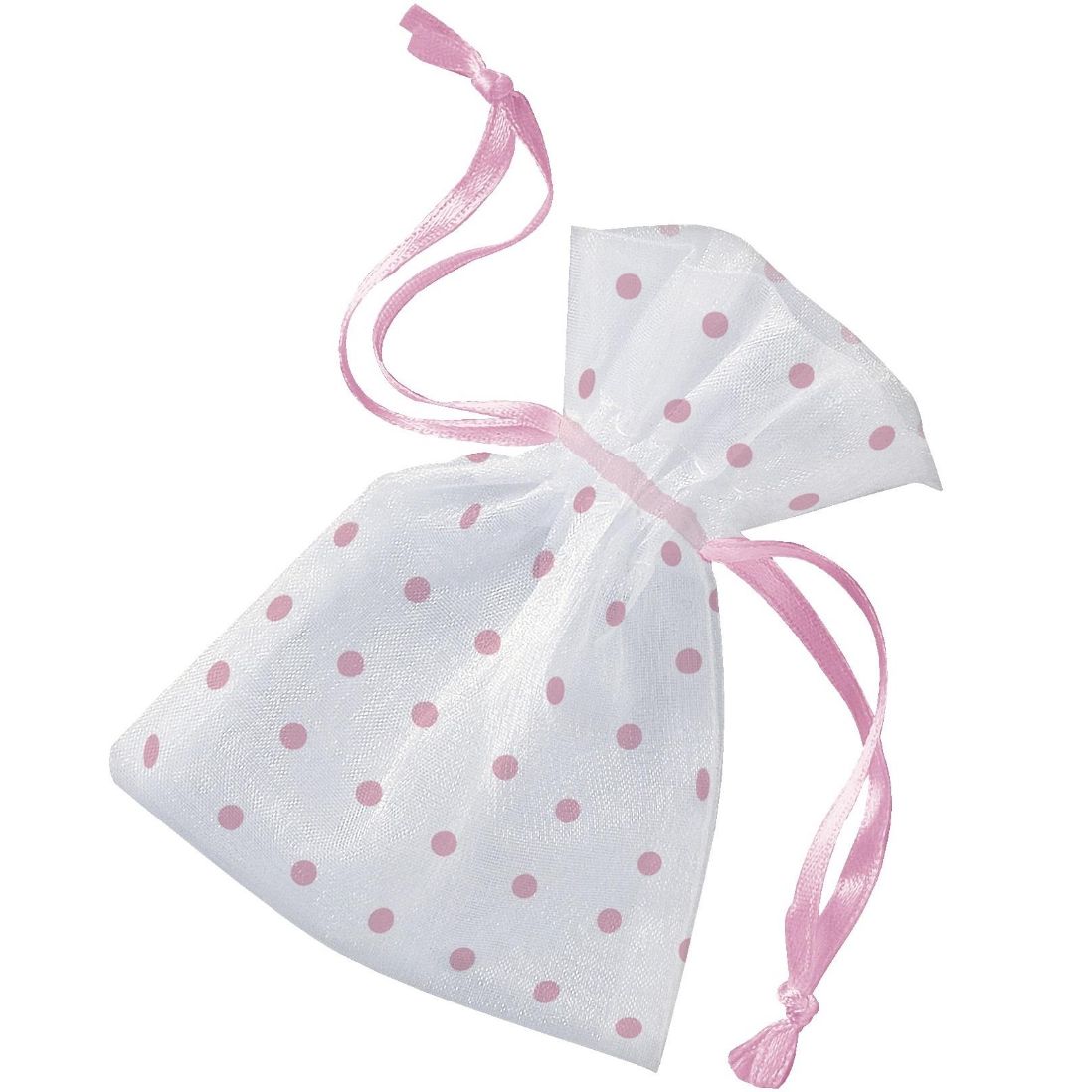 Baby Pink Dot Wedding Organza Bags Pack of 6 | Party Save Smile